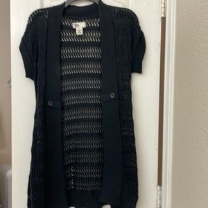 Black long sweater crochet look short sleeve